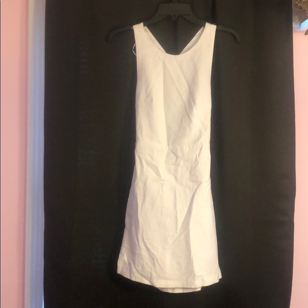 ZARA White Textured Open Back Dress